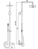 Black-Pary-200 thermostatische regendouche-opbouwset Nero mat-zwart
