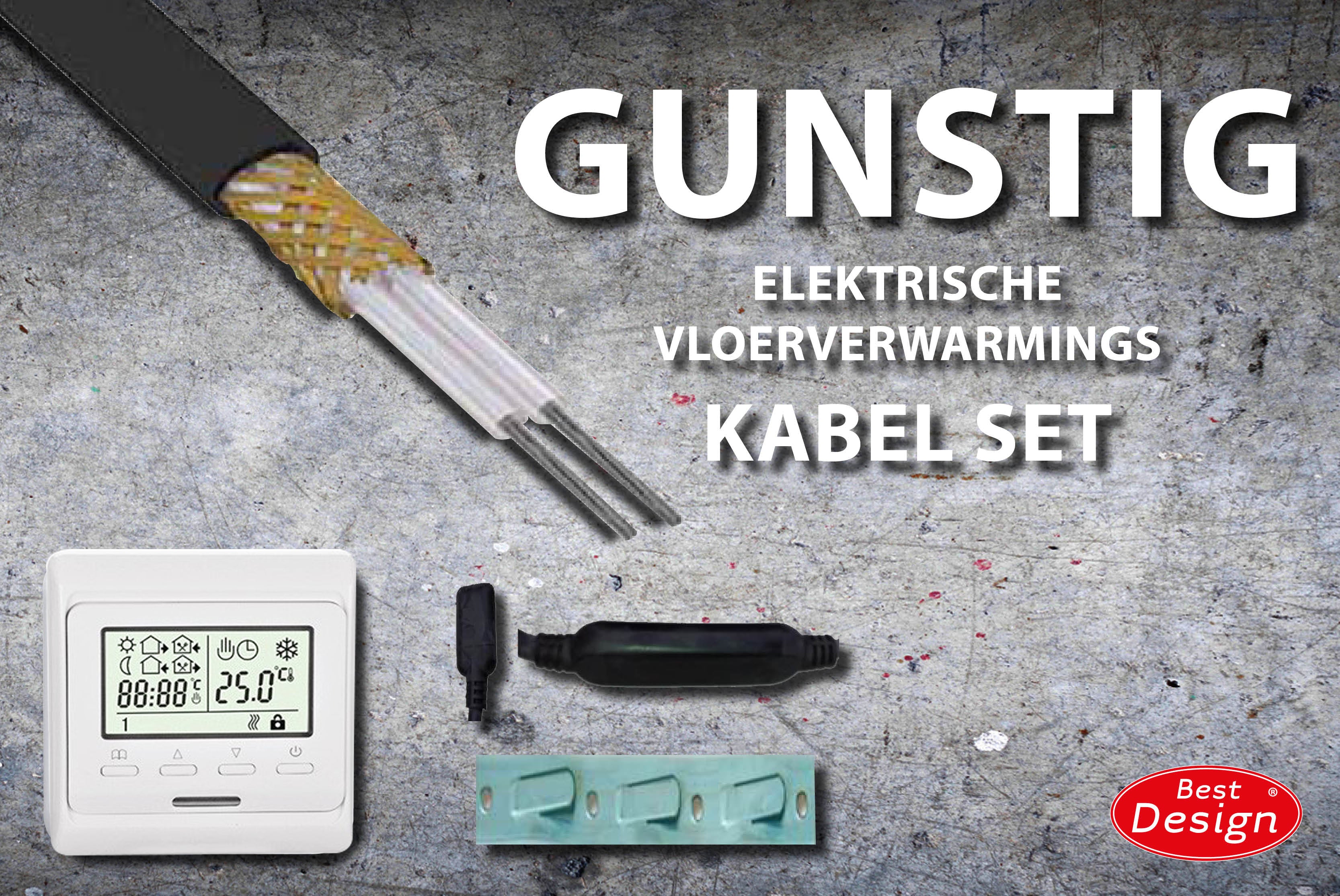 Gunstig Vloerverwarmings Kabel Set 17,2 Mtr 340 Watt