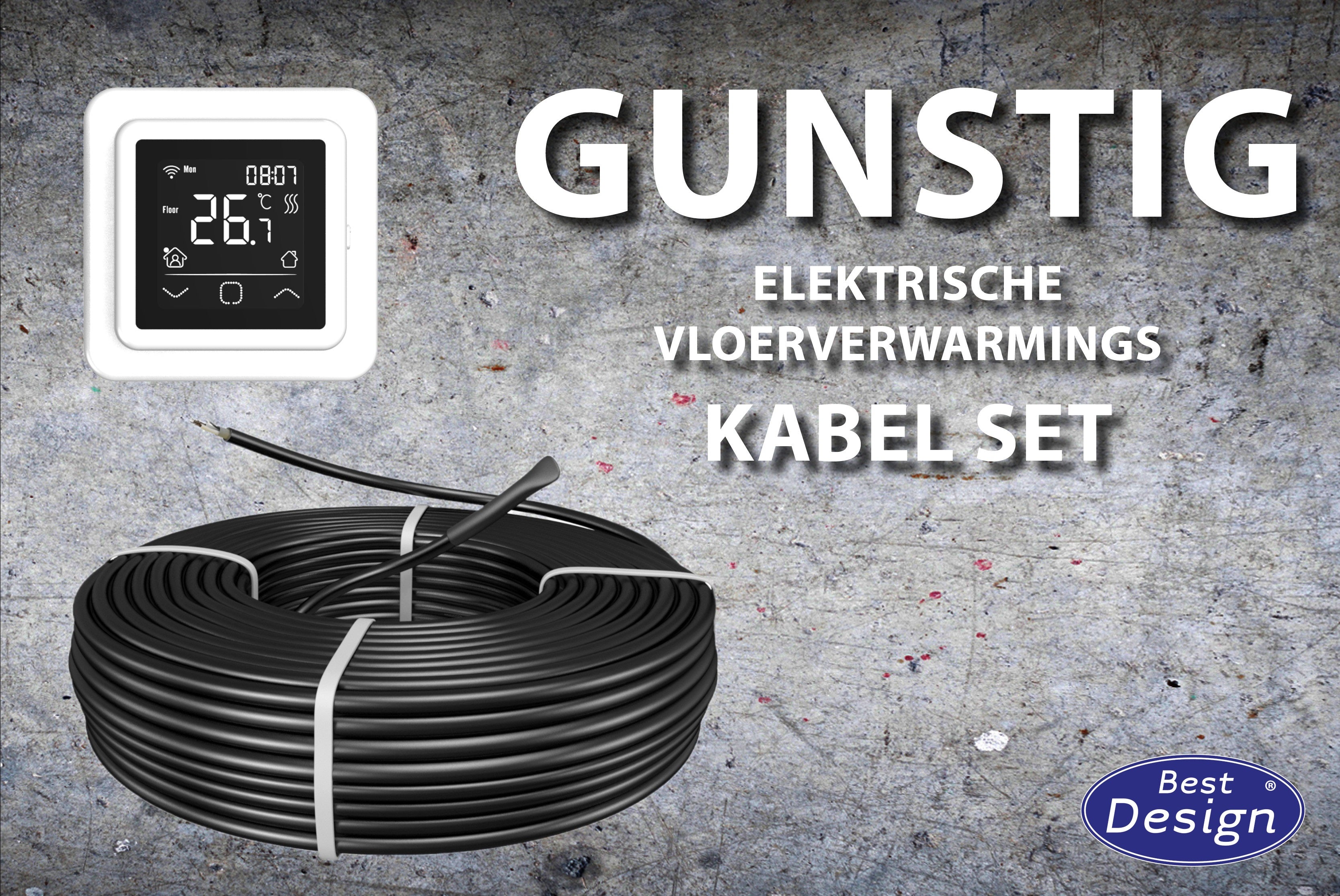 Gunstig Vloerverwarmings Kabel Set 29,4 Mtr 500 Watt