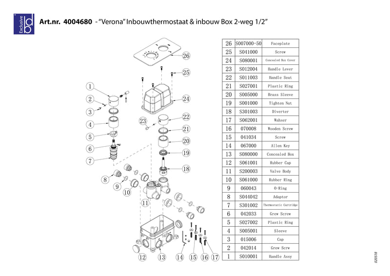 One-Pack inbouw-regendoucheset Verona-M-200