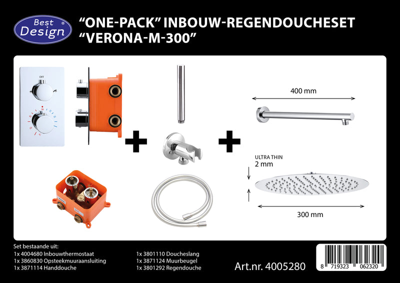 One-Pack inbouw-regendoucheset Verona-M-300