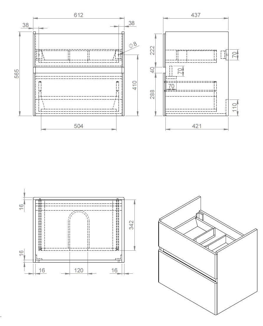 Badmeubel Quick-Greeploos meubel onderkast + wastafel 65 cm Glans-Wit