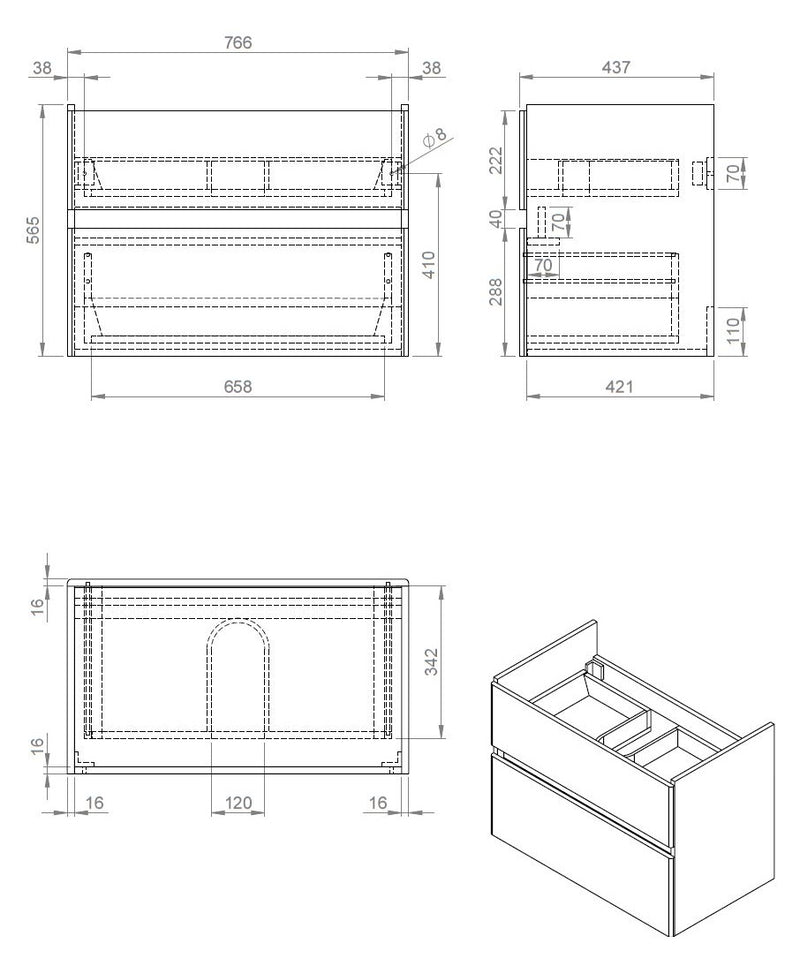 Quick-Greeploos meubel onderkast + wastafel 80 cm Glans-Wit