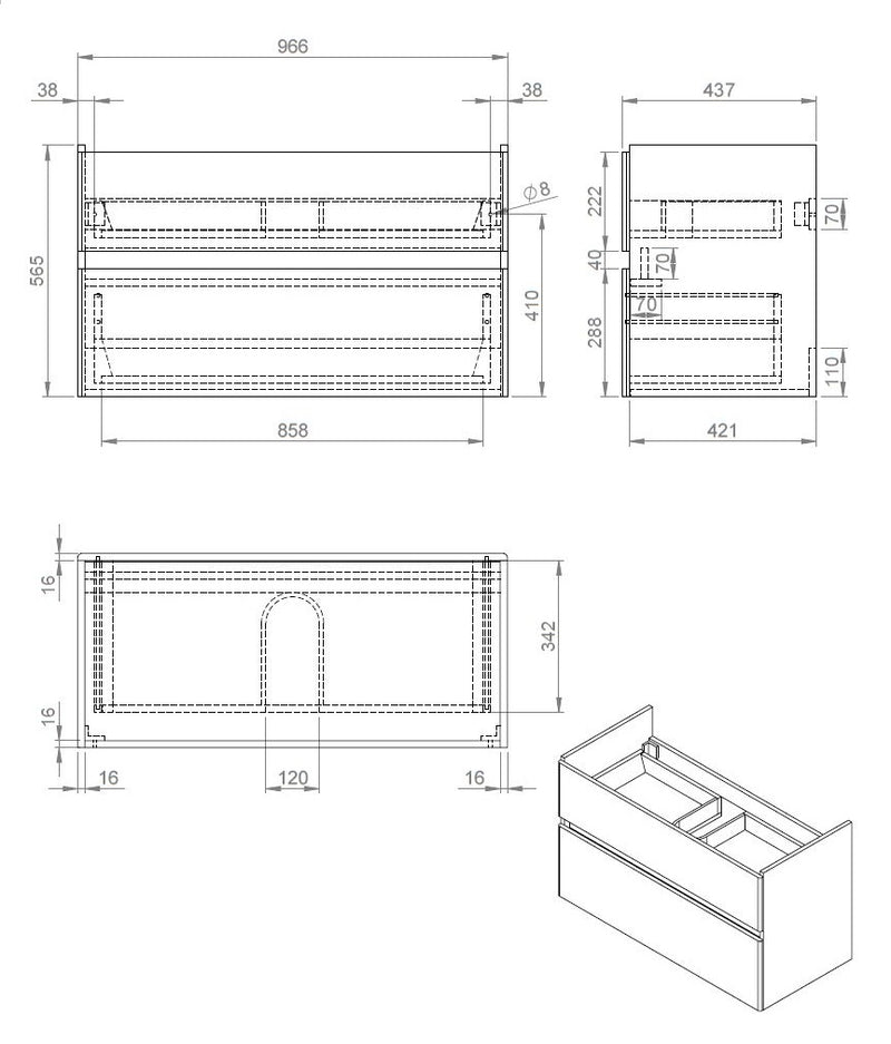 Quick-Greeploos meubel onderkast + wastafel 100 cm Glans-Wit