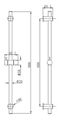 Nero-Garda douche-glijstang 90 cm mat-zwart