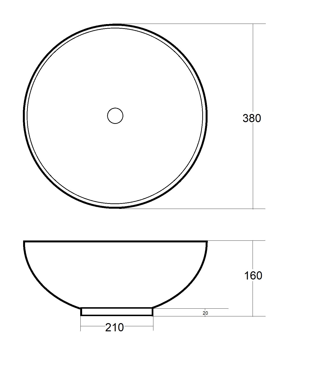 Ancona Opbouw Waskom Mat Wit Ø 38cm H=16cm