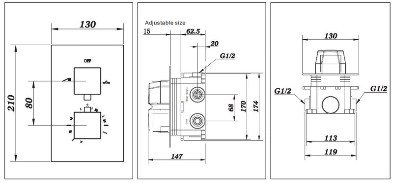 One pack inbouw-regendoucheset & Inb.box Piazza vierkant M-200x200