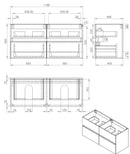 Bora-Black-Greeploos meubel onderkast 4 laden zonder wastafel 120 cm Mat-Zwart