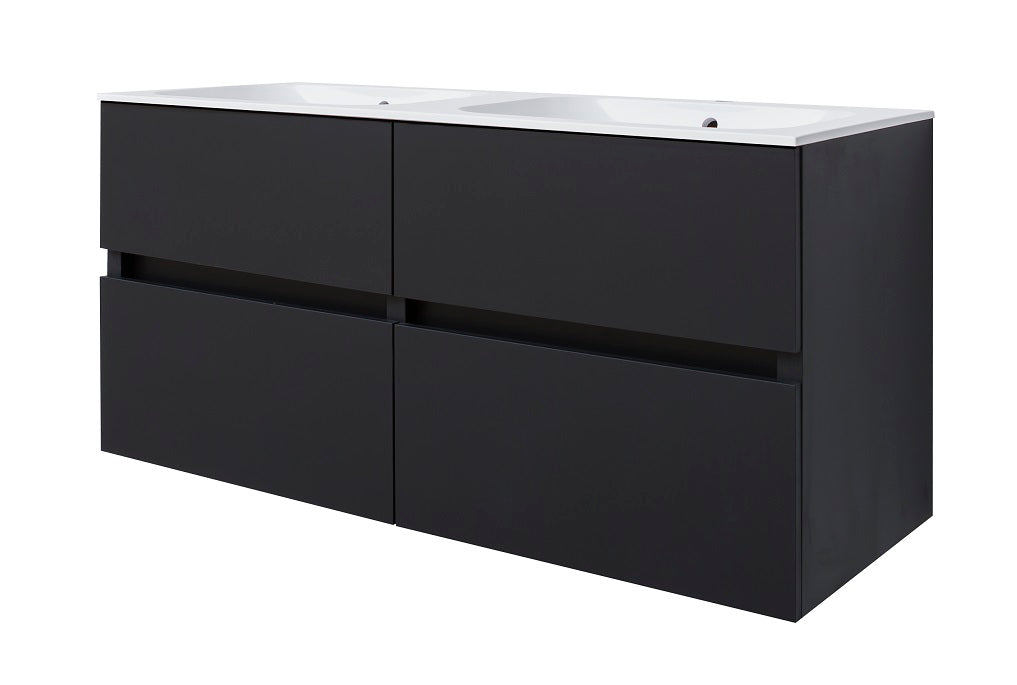 Bora-Black-Greeploos meubel onderkast 4 laden zonder wastafel 120 cm Mat-Zwart