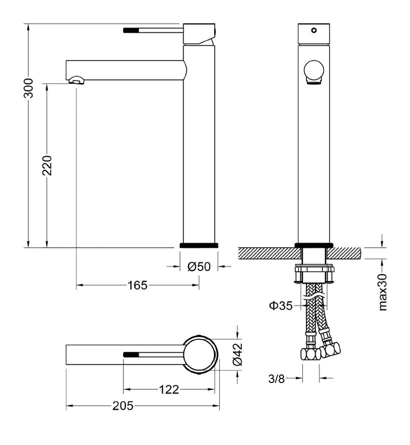 Chrome Sulgen Hoge-wastafelmengkraan