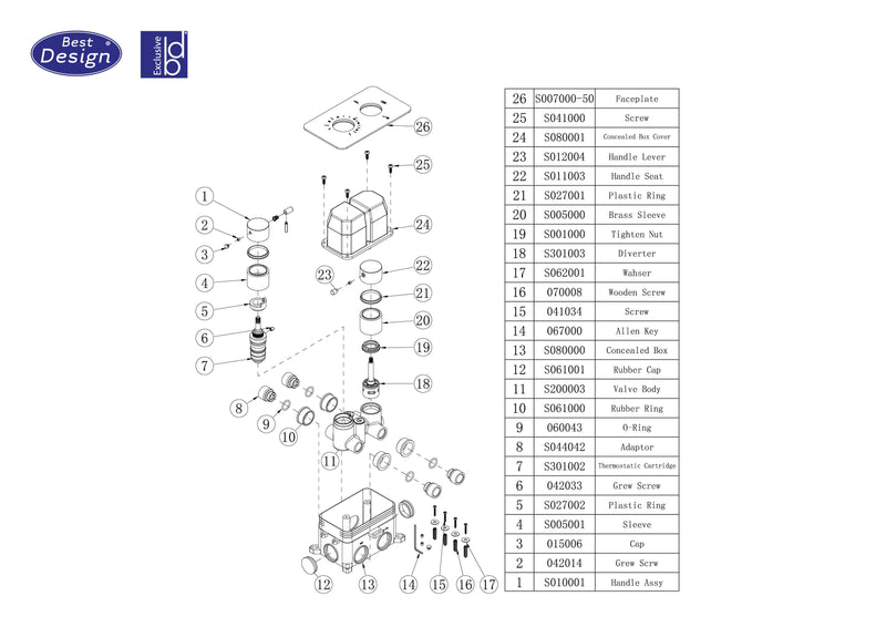 One-Pack inbouw-regendoucheset Lyon-M-300