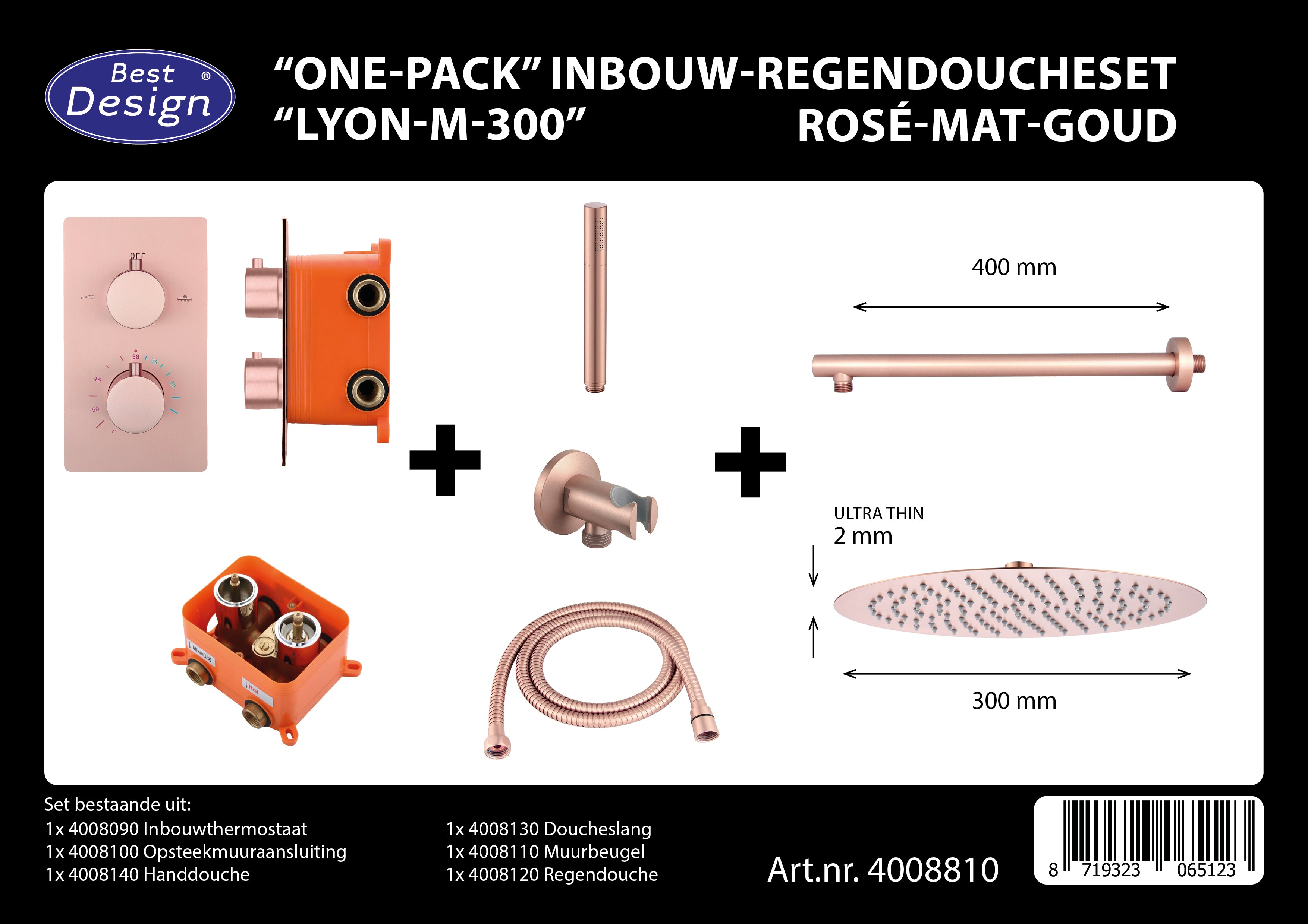 Complete Inbouw-Regendoucheset Lyon-M-300