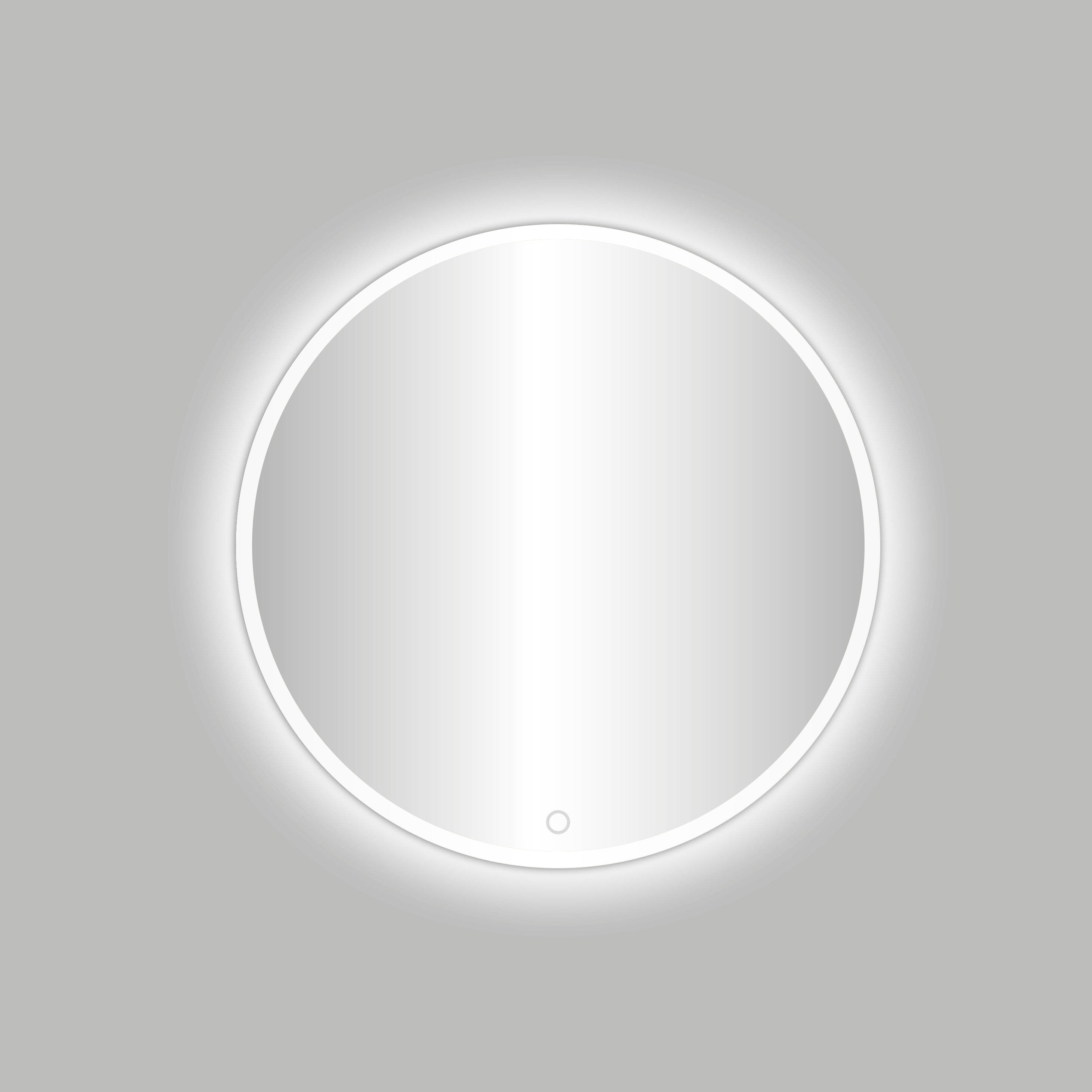 White Venetië-Thin ronde spiegel incl. LED-verlichting Ø 80 cm mat wit