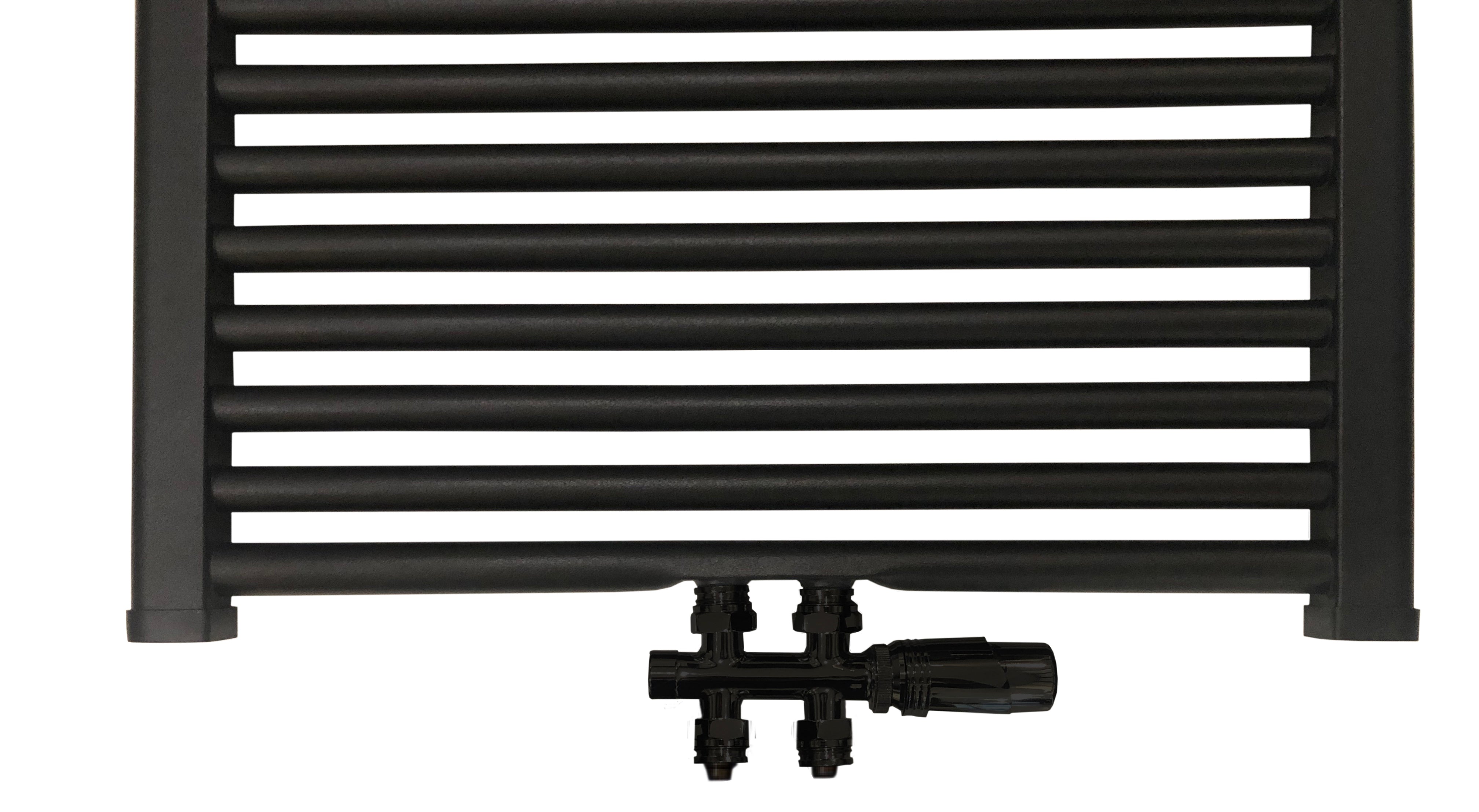 Nero-Radiator-Aansluitset Midden Onder Recht Universeel Mat Zwart (DS-BRUIN)