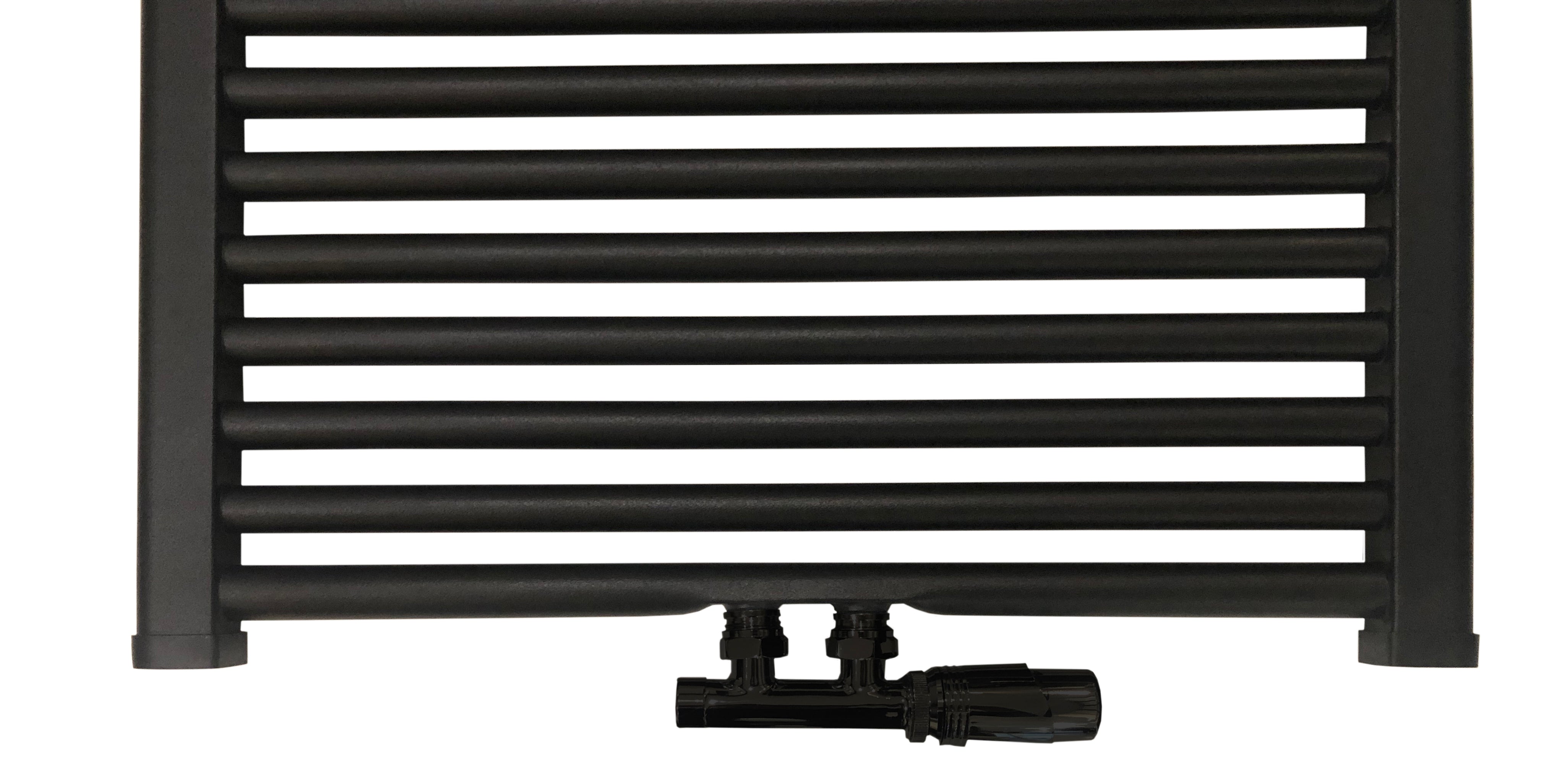 Nero-Radiator-Aansluitset Midden Onder Haaks Universeel Mat Zwart (DS-ROOD)