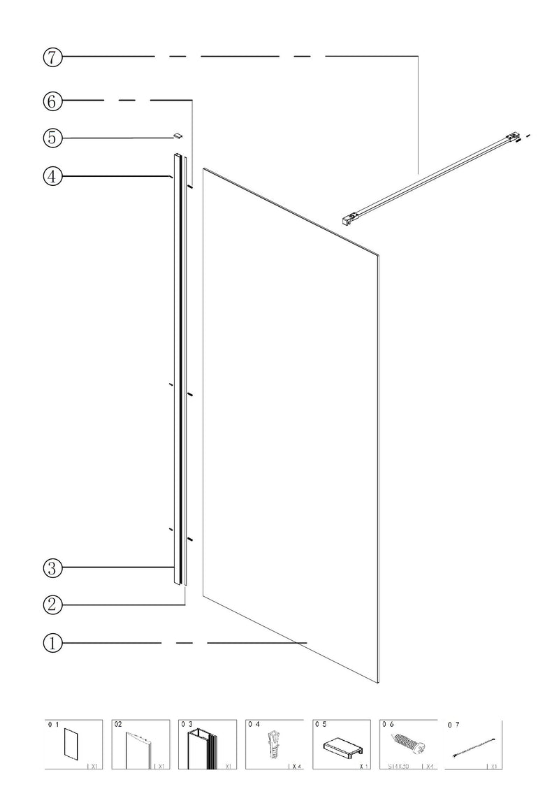 For-You 900 Zwart inloopdouche Walk-In 900x2000x8mm