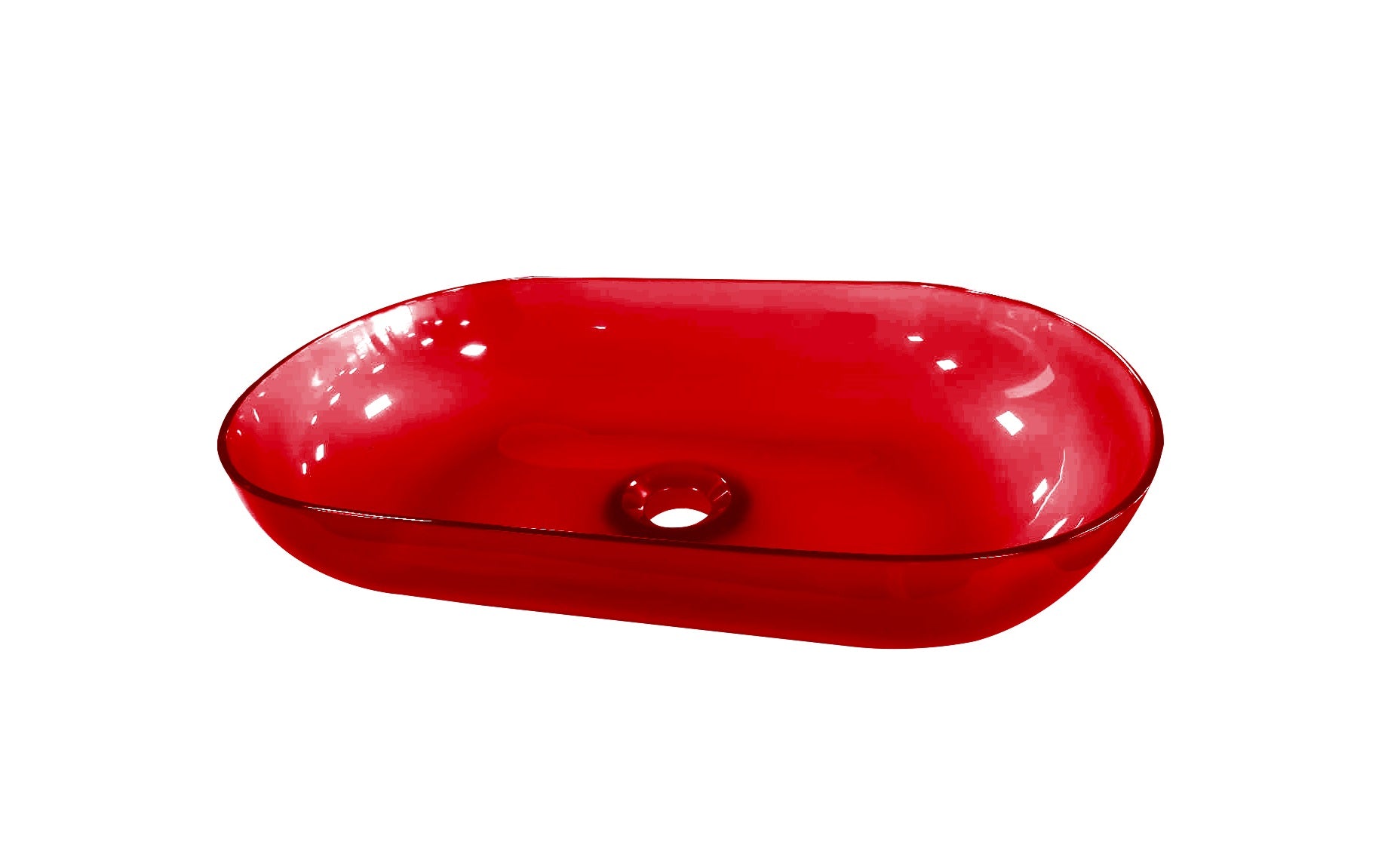 Opbouw-Waskom Color Transpa-Red 54x34x12cm