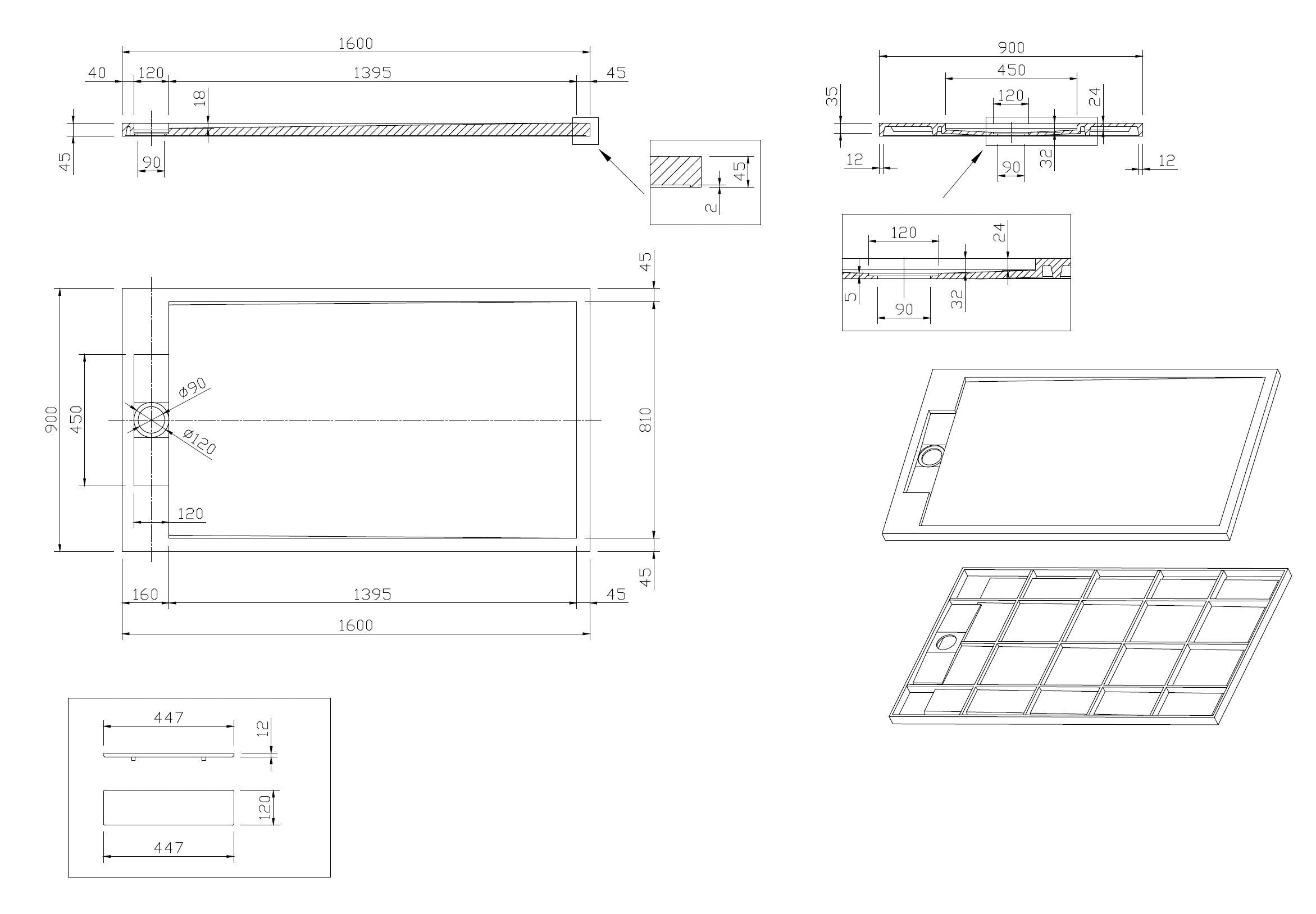 Decent Douchebak Just-Solid 160 x 90 x 4,5 cm