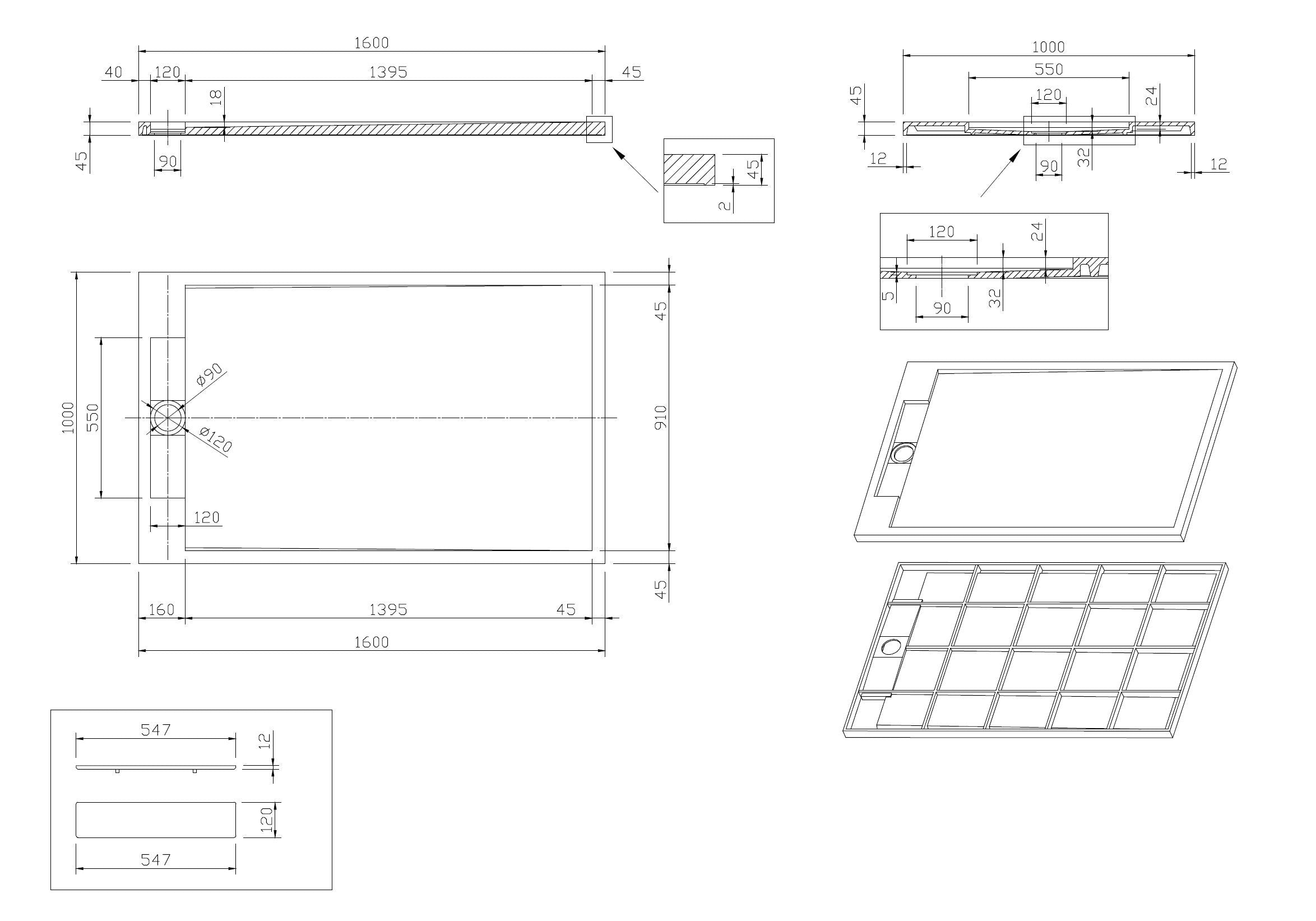 Decent Douchebak Just-Solid 160 x 100 x 4,5 cm