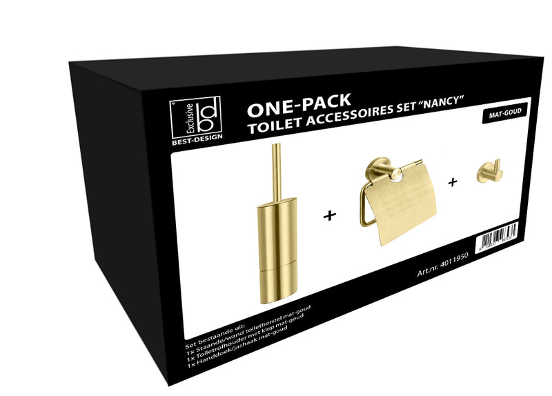 One-Pack toilet accessoires set Nancy mat-goud