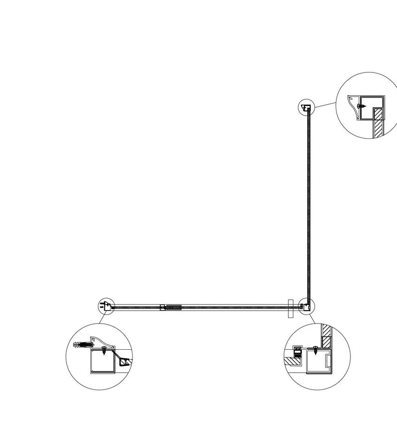 Hoek Cabine Zwart Baron-H-90 met 1 swing swing deur 90x90x200cm Nano Glas 8 mm