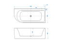 Living-Rechts Half Vrijstaand Hoekbad 180x80x60cm
