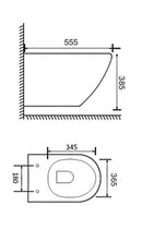 Guliano-55 wandcloset zonder-spoelrand incl. zitting Glans-Wit