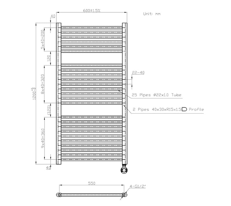 Senden-White Elektrische Radiator Wit 640 W 1200x600mm