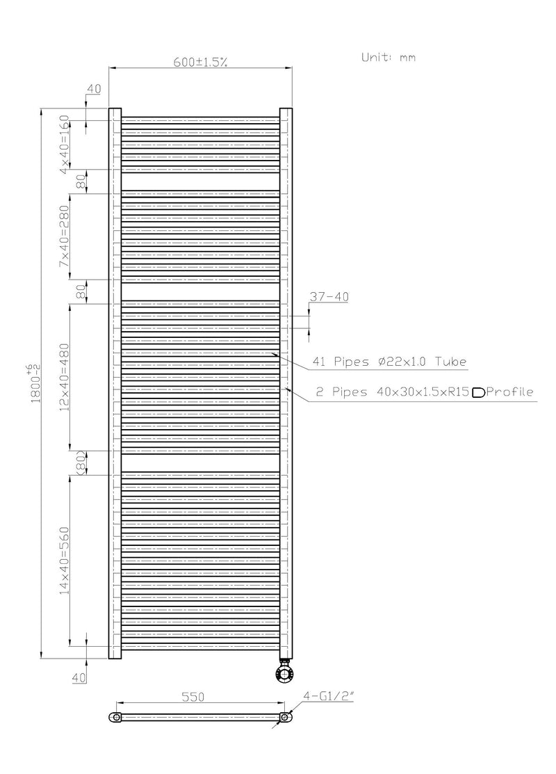 Senden-White Elektrische Radiator Wit 1160 W 1800x600mm