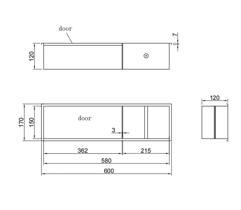 Nero Zione inbouw-closetrolhouder incl. deur 60x17x12 cm Mat-zwart