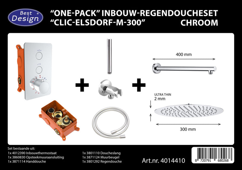 One-Pack inbouw-regendoucheset Clic-Elsdorf-M-300