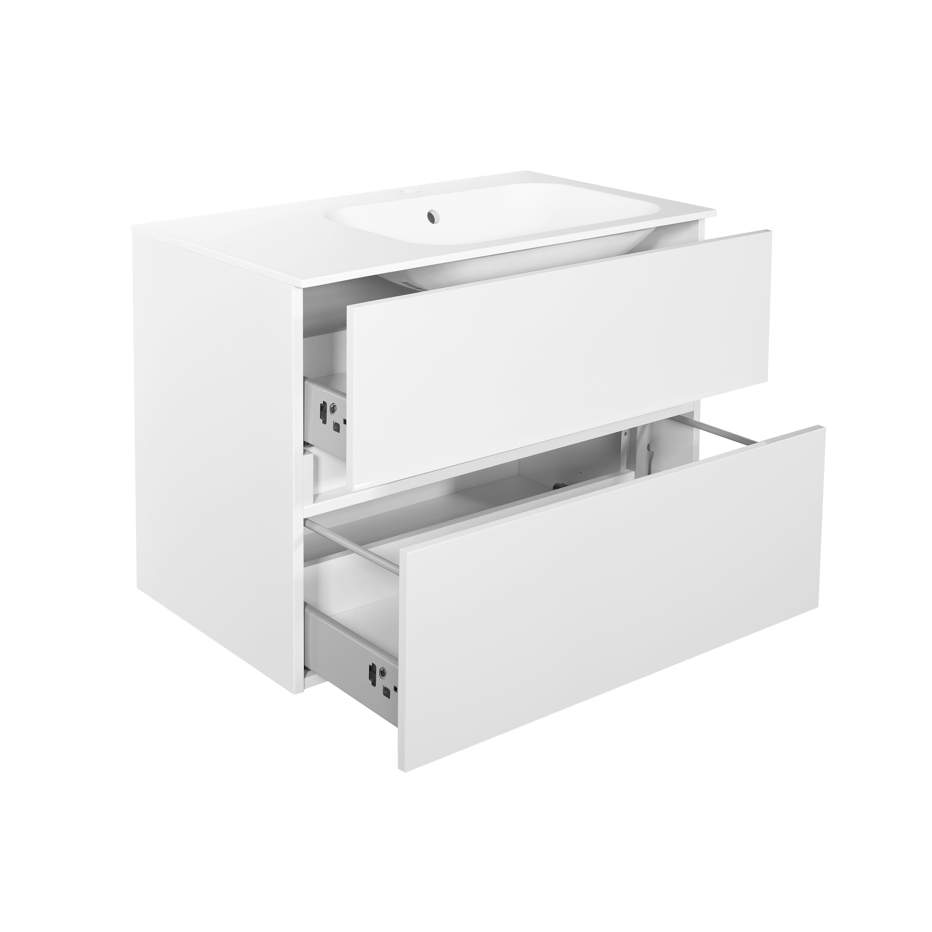 Badmeubel Splash-Wit-Greeploos meubel onderkast 2 laden zonder wastafel 80 cm