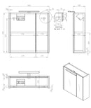 Happy-Black MDF spiegelkast + verlichting 60x60cm