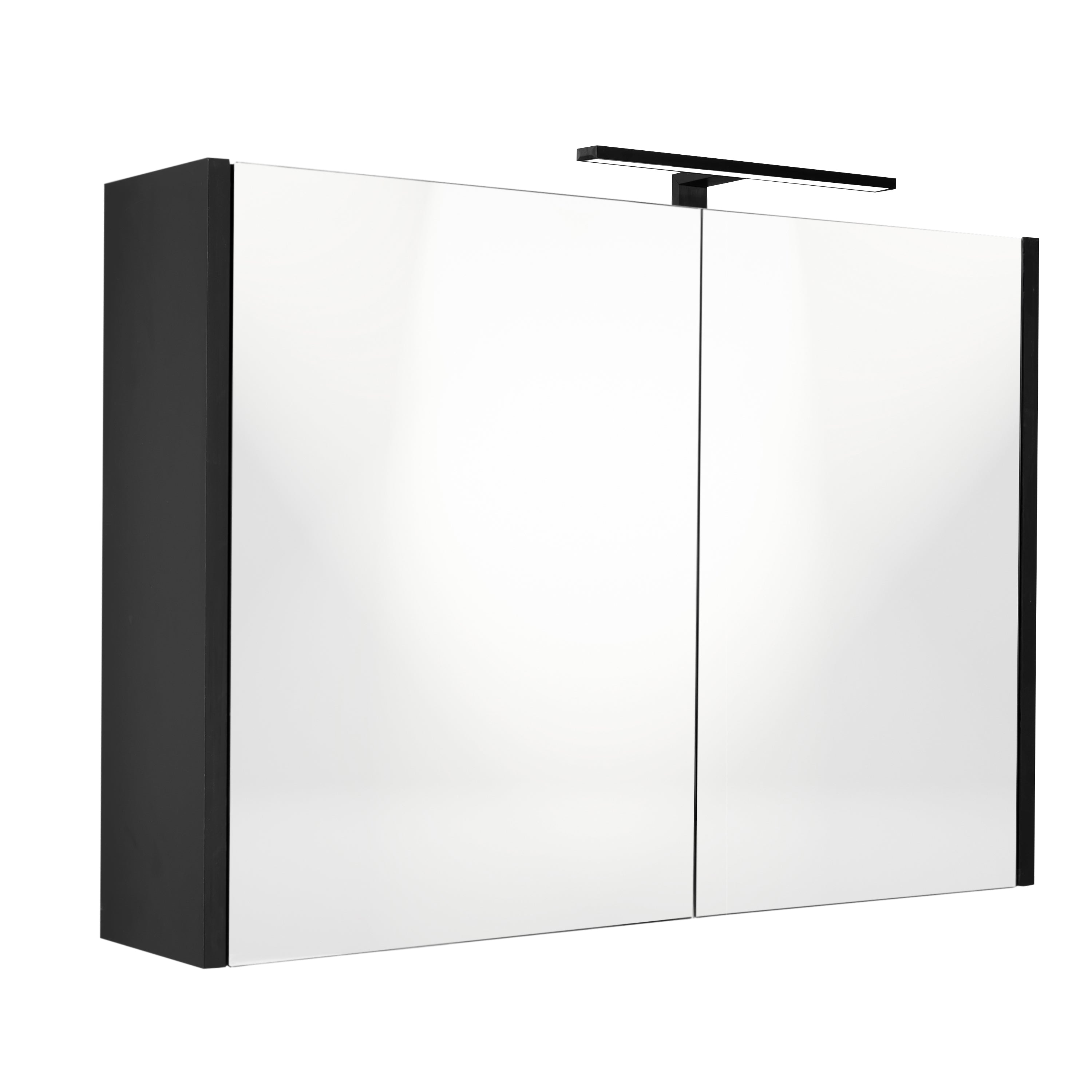 Spiegelkast Best Design Happy 100×60 cm Mat Zwart — met LED-verlichting