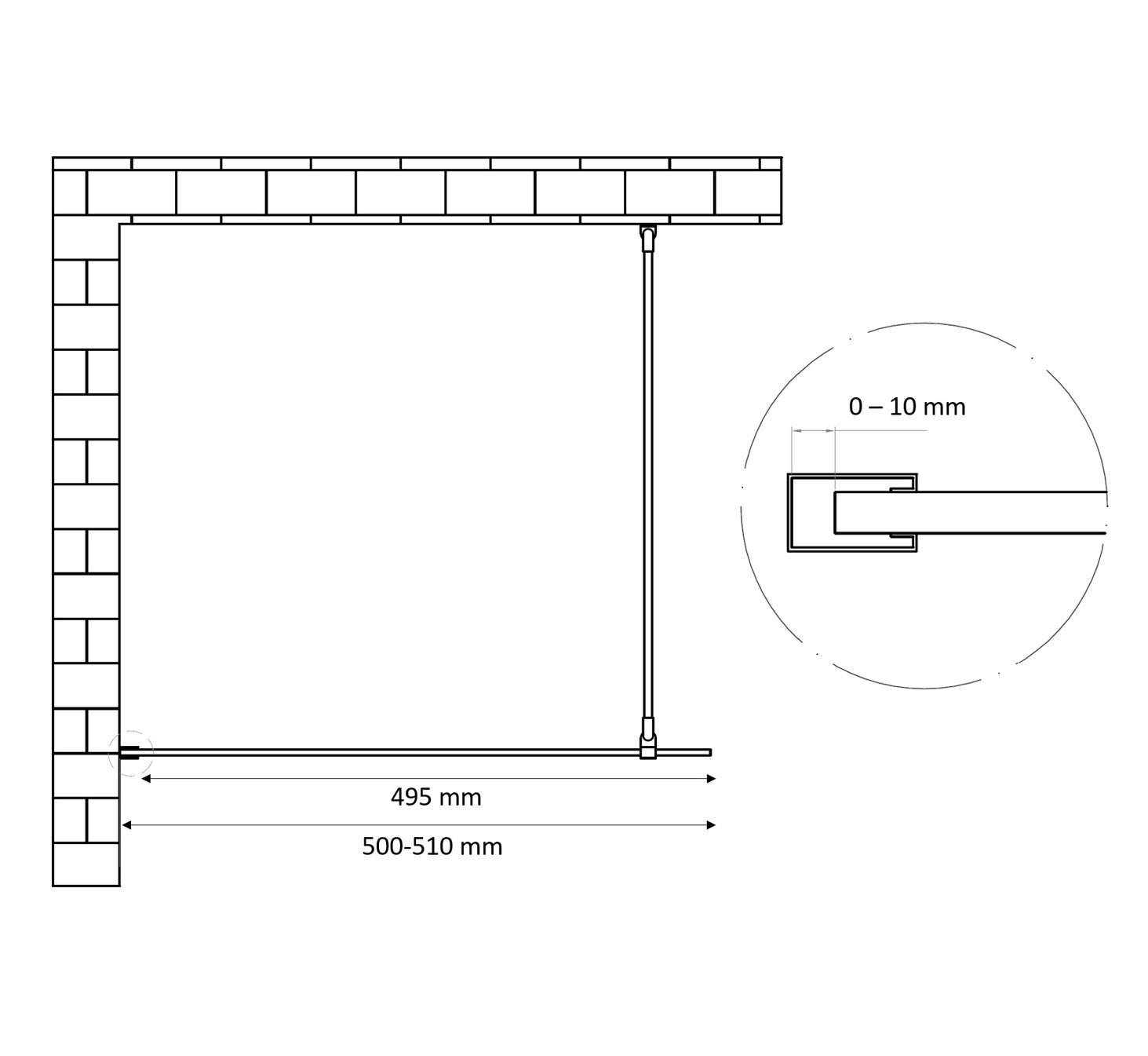 Dalis-500-Nancy inloopdouche NANO 8mm glas mat-goud