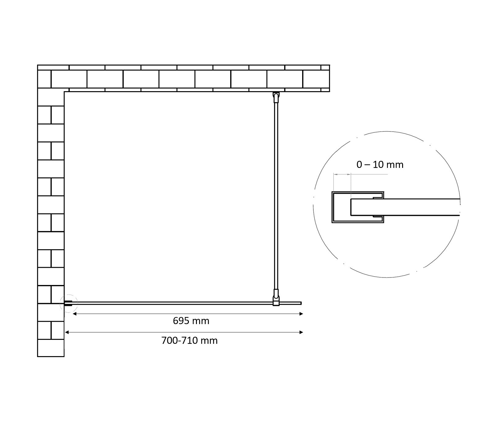 Dalis-700-Moya inloopdouche NANO 8mm glas gunmetal