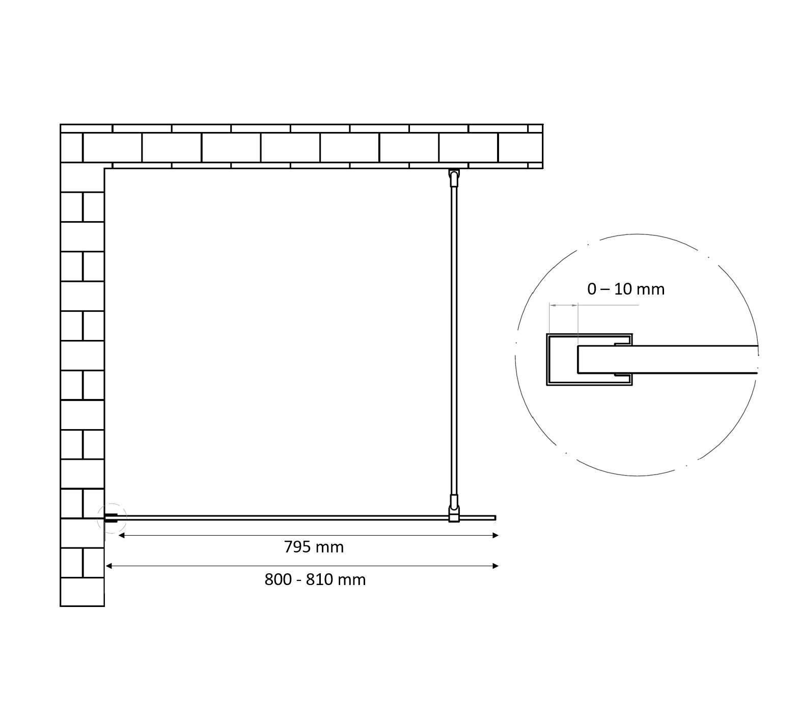 Dalis-800-White inloopdouche NANO 8mm glas mat-wit