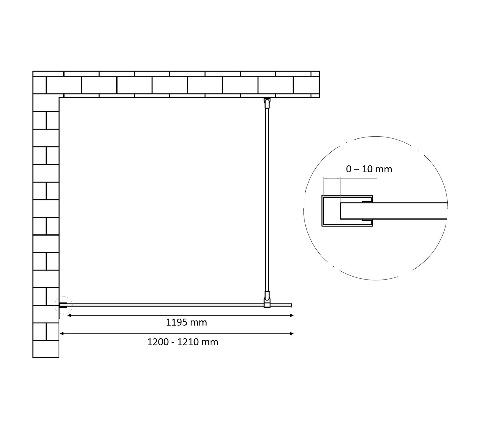 Dalis-1200-Ore inloopdouche NANO 8mm glas RVS