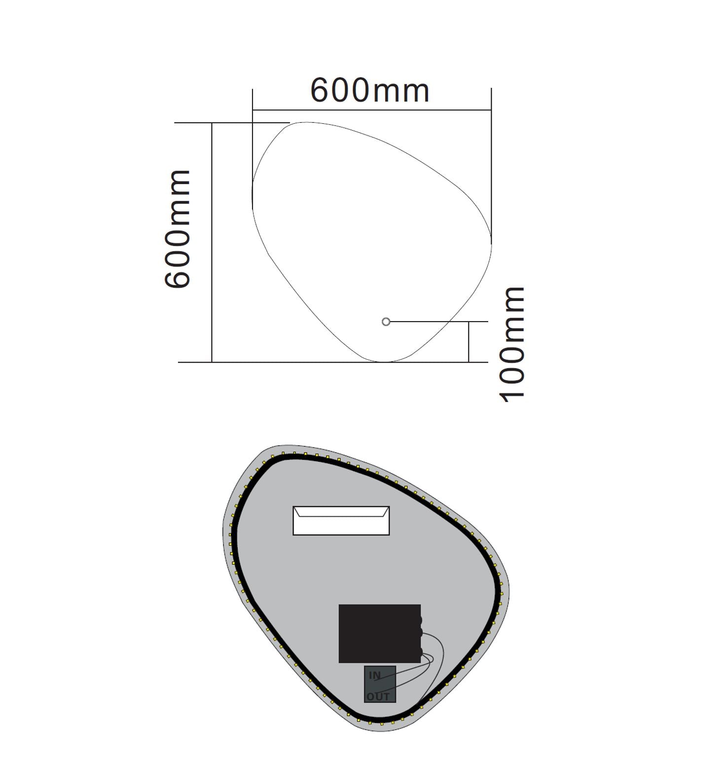 Ballon spiegel incl. led verlichting 60x60cm