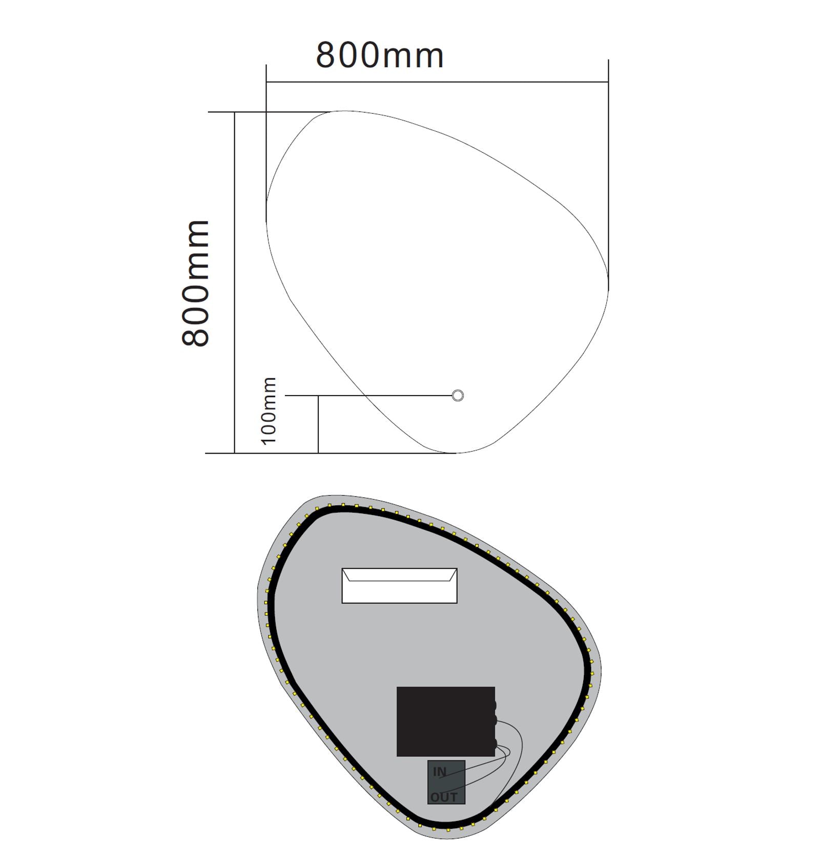 Ballon spiegel incl. led verlichting 80x80cm