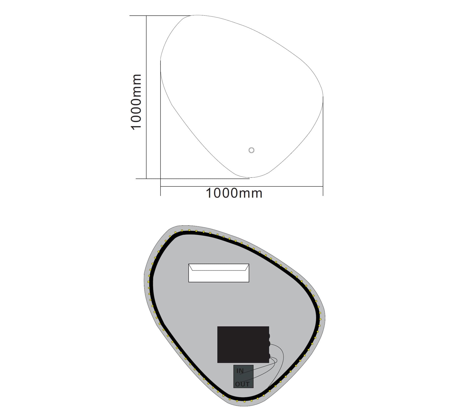 Ballon spiegel incl. led verlichting 100x100cm