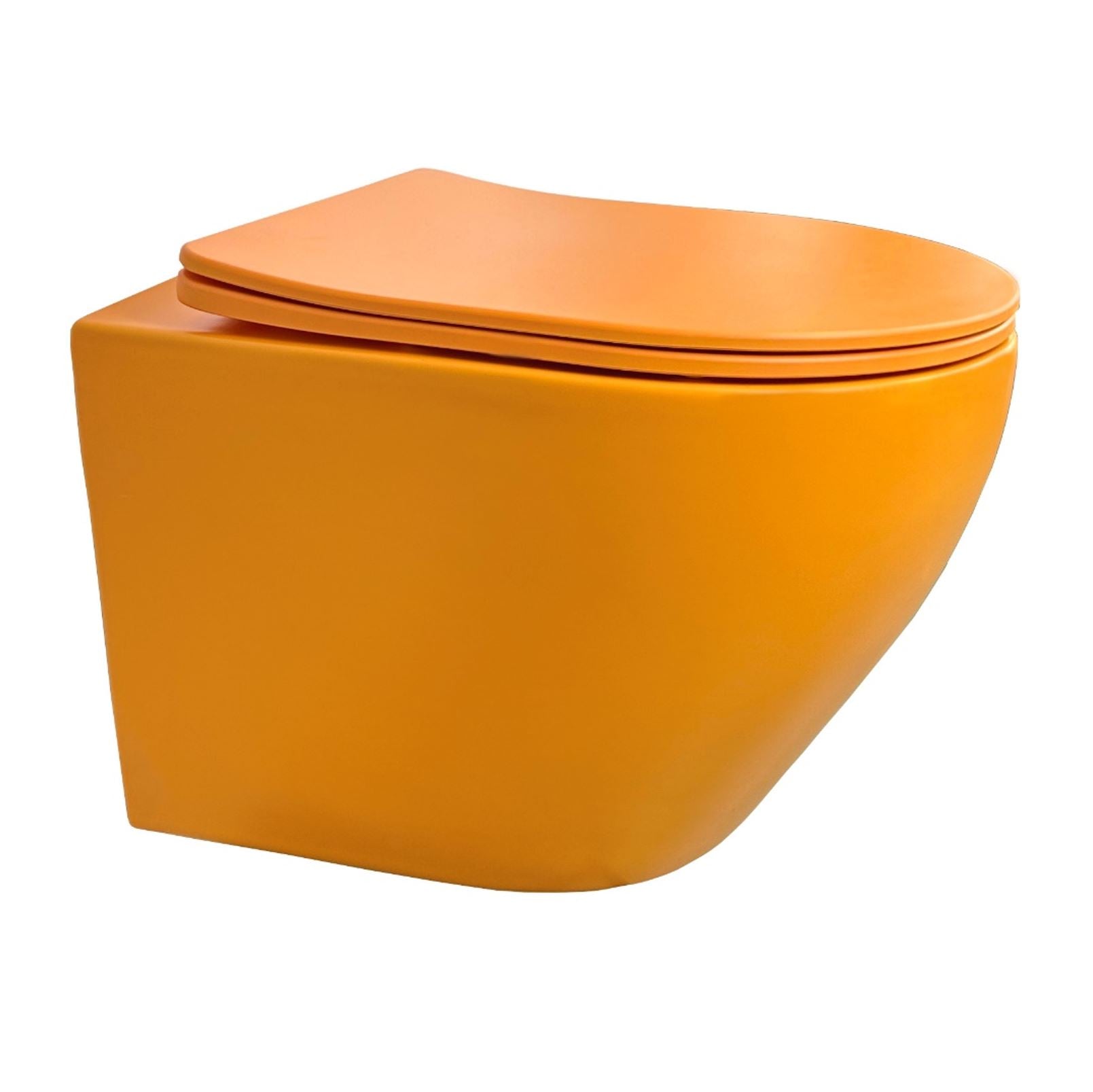 Morrano-49 Wandcloset zonder-Spoelrand incl. Zitting Mat-Oranje