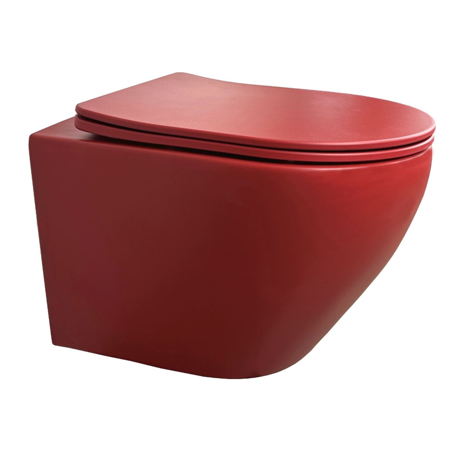 Morrano-49 Wandcloset zonder-Spoelrand incl. Zitting Mat-Donkerrood