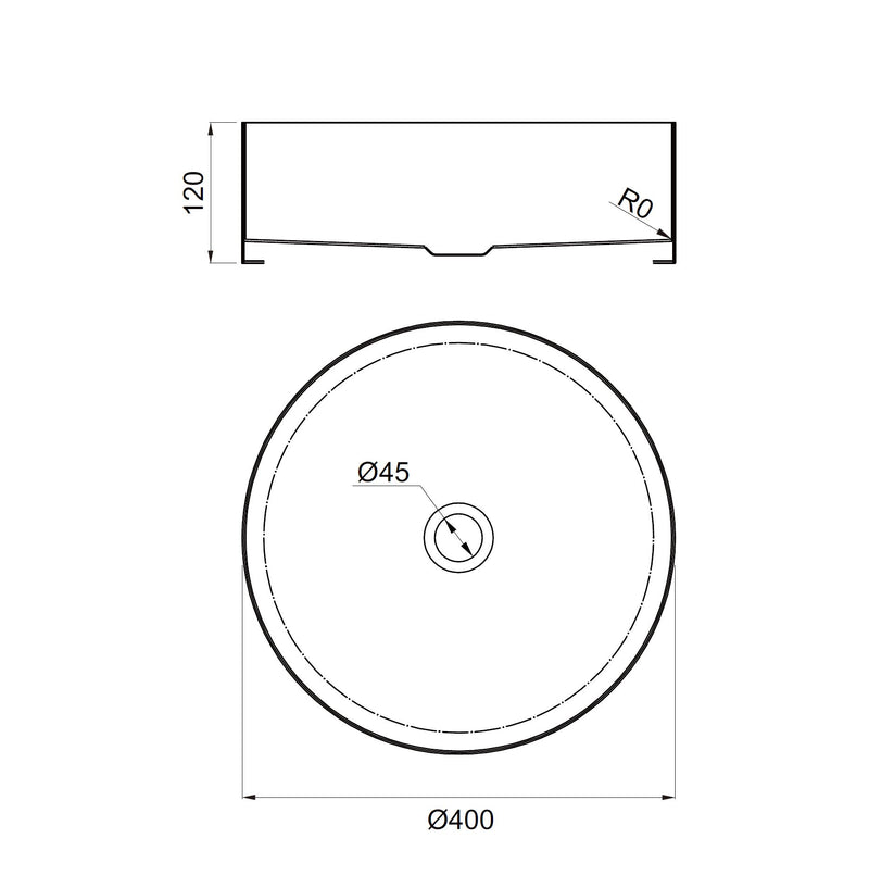 Saint opbouw waskom gunmetal diam: 400 mm x 120 mm