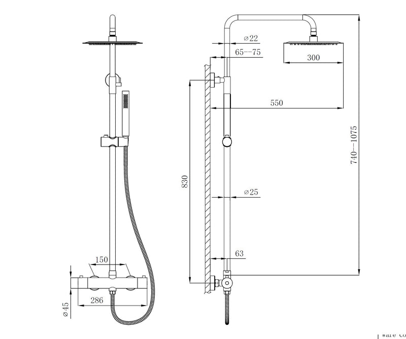 Ore-Munchen-300 thermostatische regendouche-opbouwset RVS-304