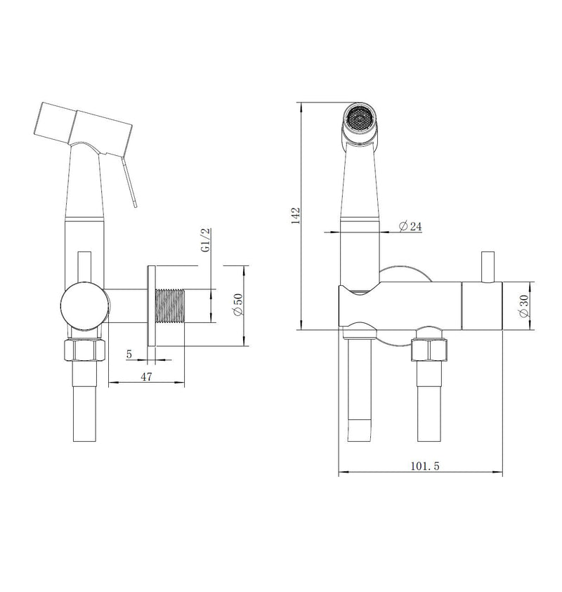 Ore Knijp-Bidet handdouche-set