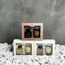 Doos Ã  12 stuks giftset geurstokjes en geurkaars (3 assorti)