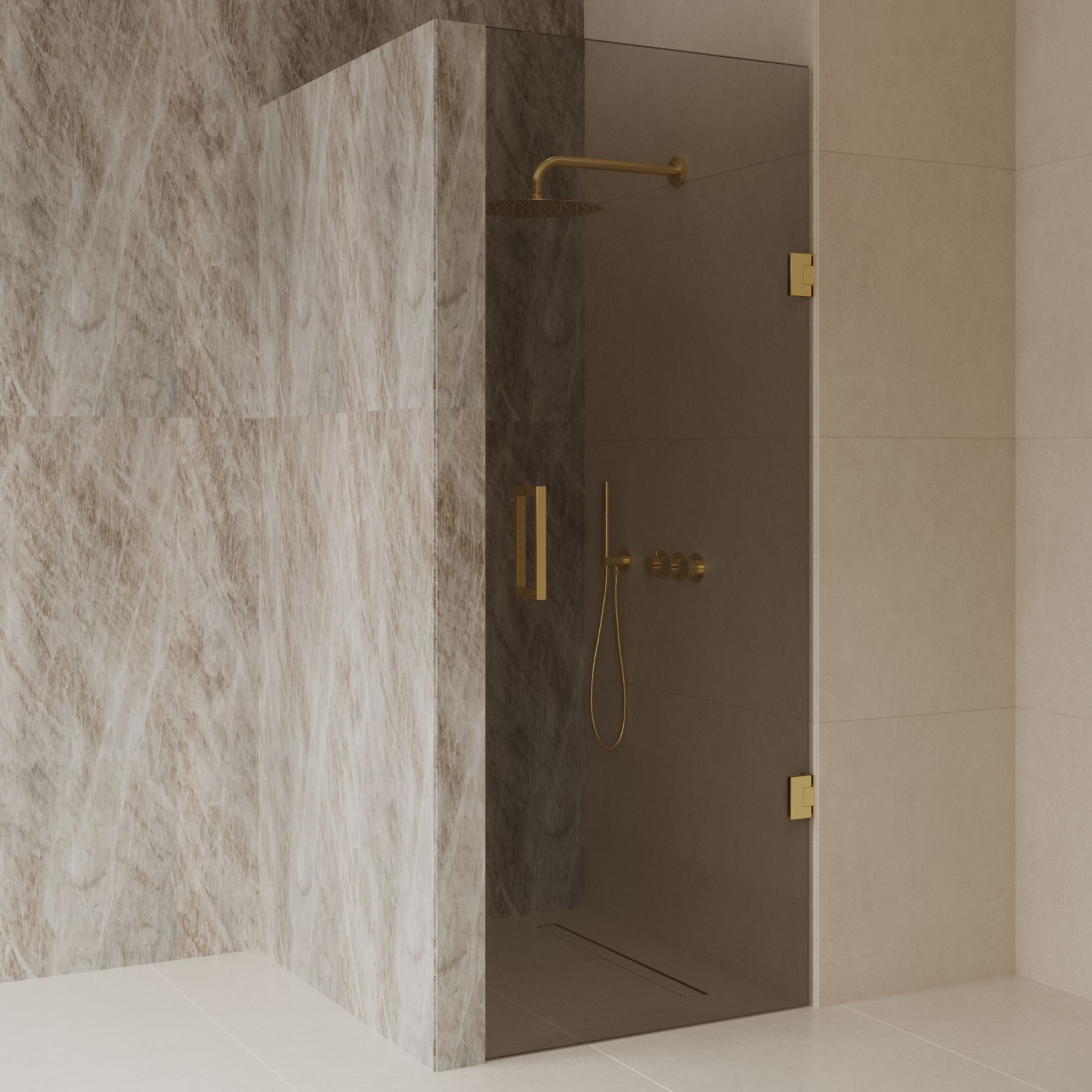 Douchedeur Nancy Dalis Nisdeur 70x200 Mocha Glas Mat Goud