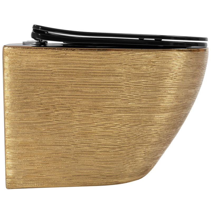 Hangende toilet Rea Carlo Mini Flat Black Gold Brush - View 3