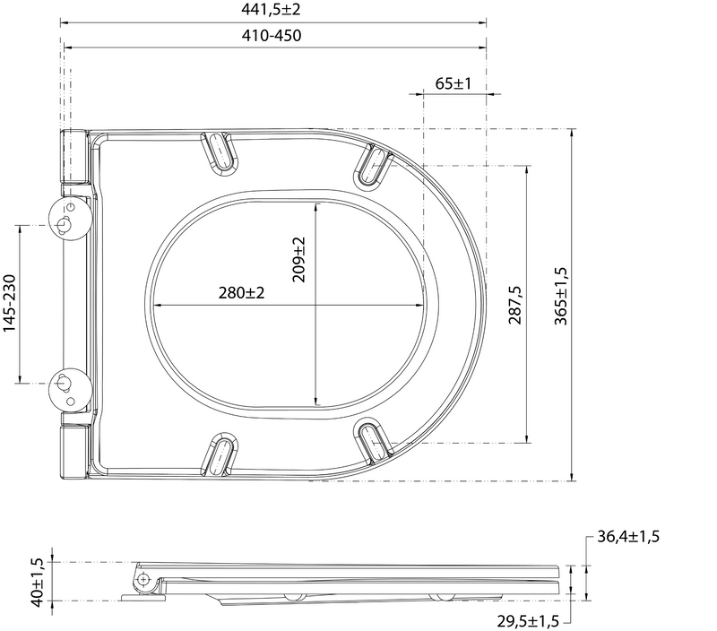 INFINITY Slim Toilet Zitting Soft Close Quick Release Ivoor